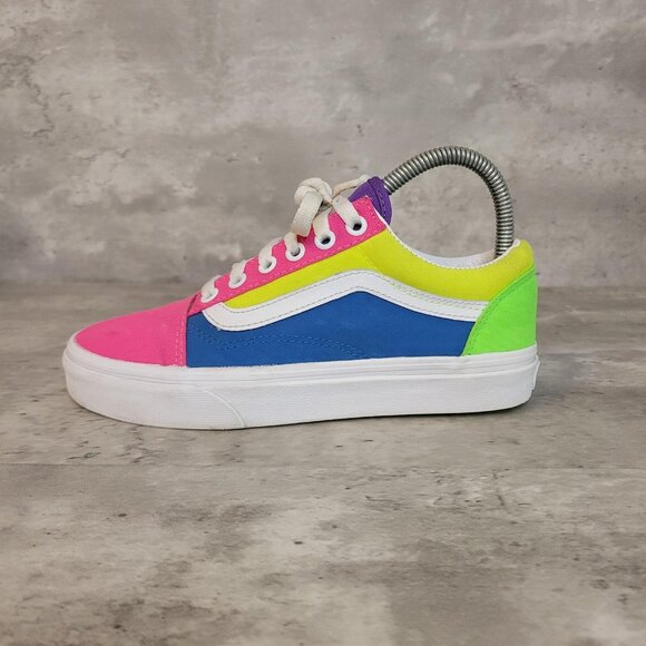 Vans Old Skool Shoes Womens Size 6.5 Skate Sneakers Colorblock Neon Athletic - Picture 1 of 13